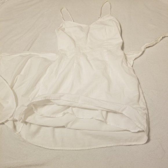 Abercrombie & Fitch White Layered Wrap Tie Summer Mini Dress Spaghetti Straps - Picture 7 of 13